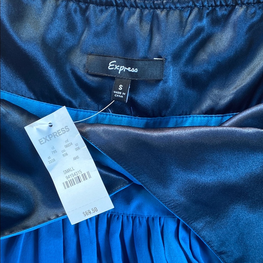 Express Blue Ruched Halter Sundress - Picture 7 of 7